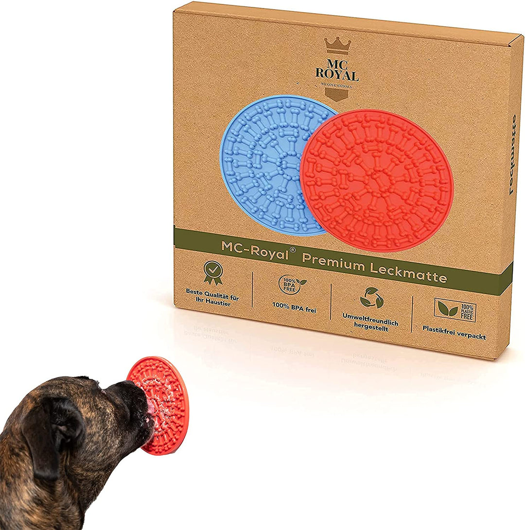 MC-Royal® Premium Leckmatte für Hunde - 2 Matten/Packung (Blau/Rot)